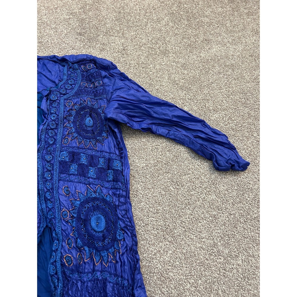 South Asian Kameez Long Kurti Tunic Women S Blue Excellent Embroidered - Picture 5 of 10
